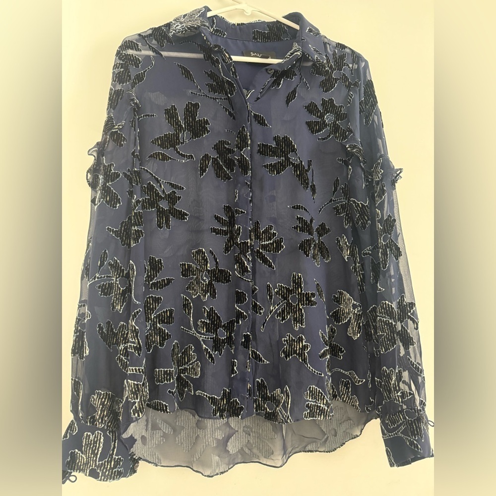 Saloni Floral Applique Sheer Top Silk Blend Size 8